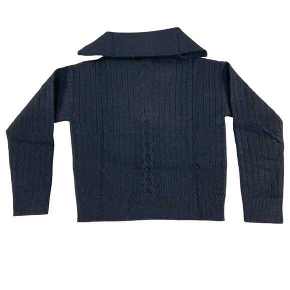 Area Stars Quarter Zip Sweater Black Cable Knit Ribbed Collared Pullover S NEW - Picture 4 of 12
